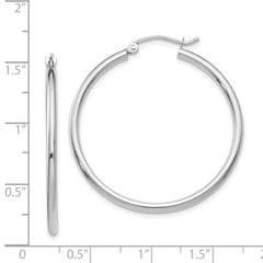 14K White Gold Polished Lightweight Hoop Earrings for Women