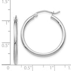 14K White Gold Polished Hoop Earrings with Rhodium Finish