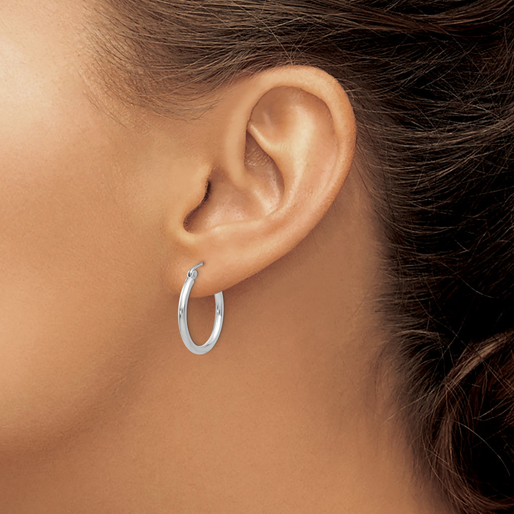 Sophia Jewelers 14K White Gold Polished Lightweight Hoop Earrings