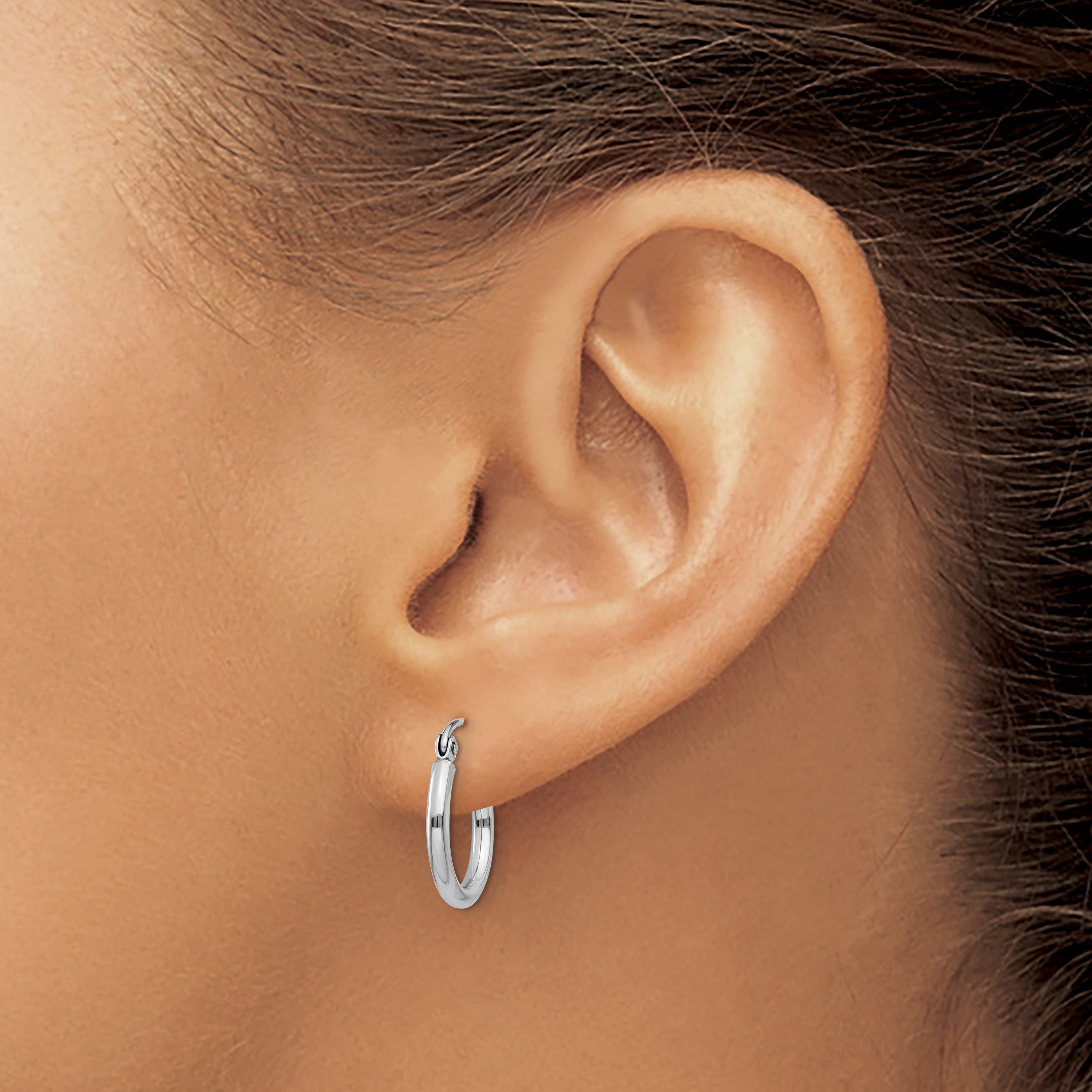 Sophia Jewelers 14K White Gold Polished Hoop Earrings Elegant Women's Jewelry
