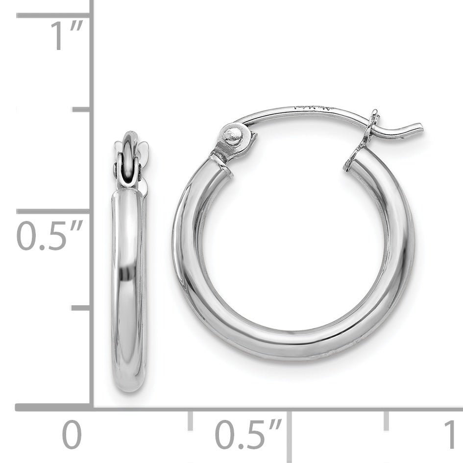 Sophia Jewelers 14K White Gold Polished Hoop Earrings Elegant Women's Jewelry