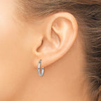 14k White Gold Polished 2x15mm Lightweight Tube Hoop Earrings
