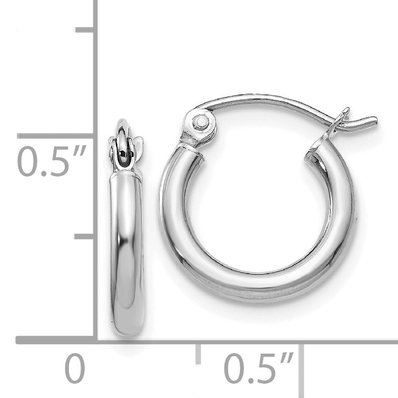 Sophia Jewelers 14K White Gold Polished Hoop Earrings Elegant Design