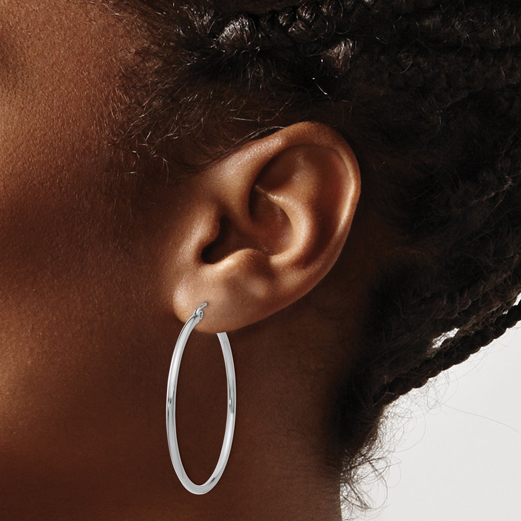 Sophia Jewelers 14K White Gold Polished Lightweight Hoop Earrings