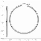 14K White Gold Polished Hoop Earrings with Rhodium Finish