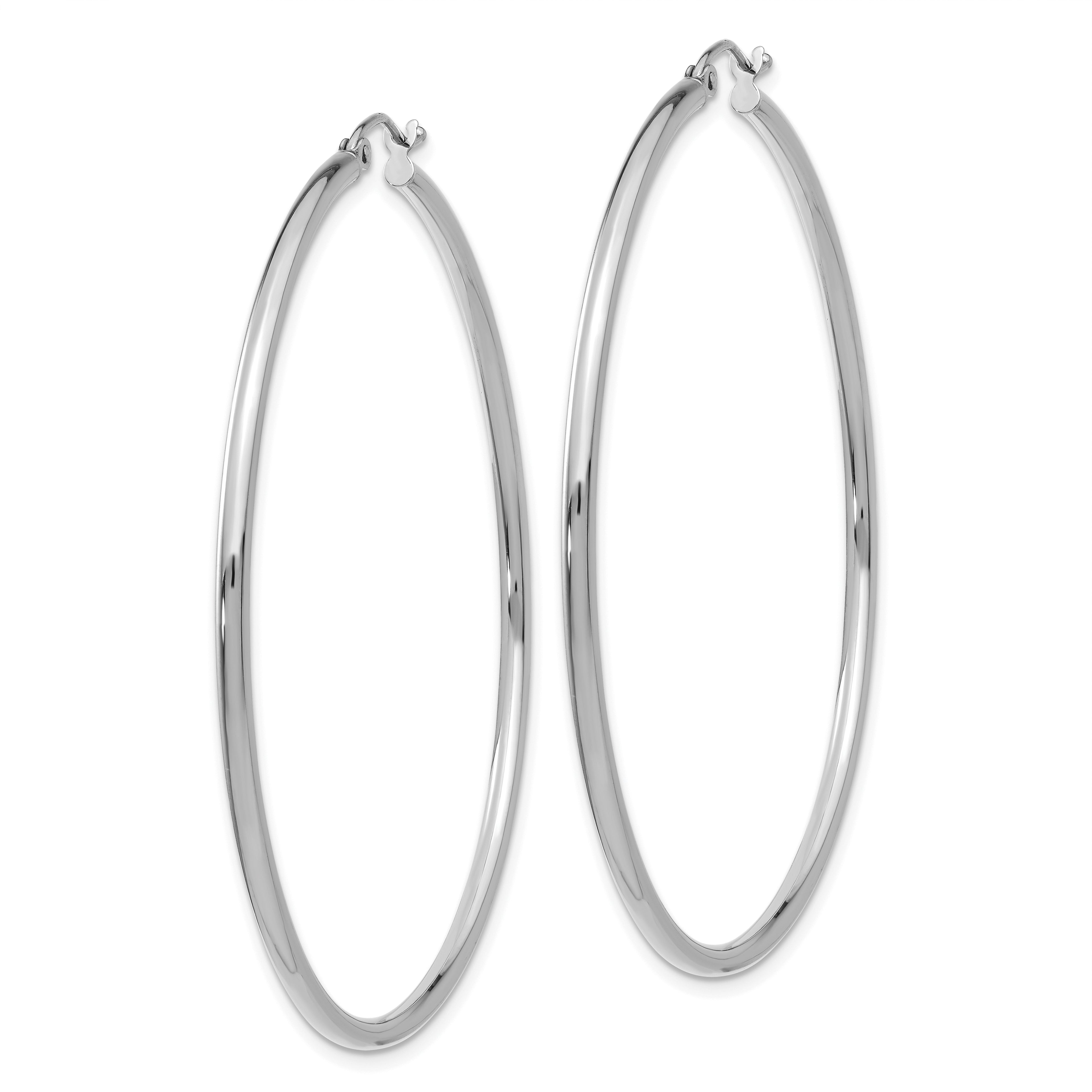 Sophia Jewelers 14K White Gold Polished Hoop Earrings Elegant 55mm Rhodium-Plated