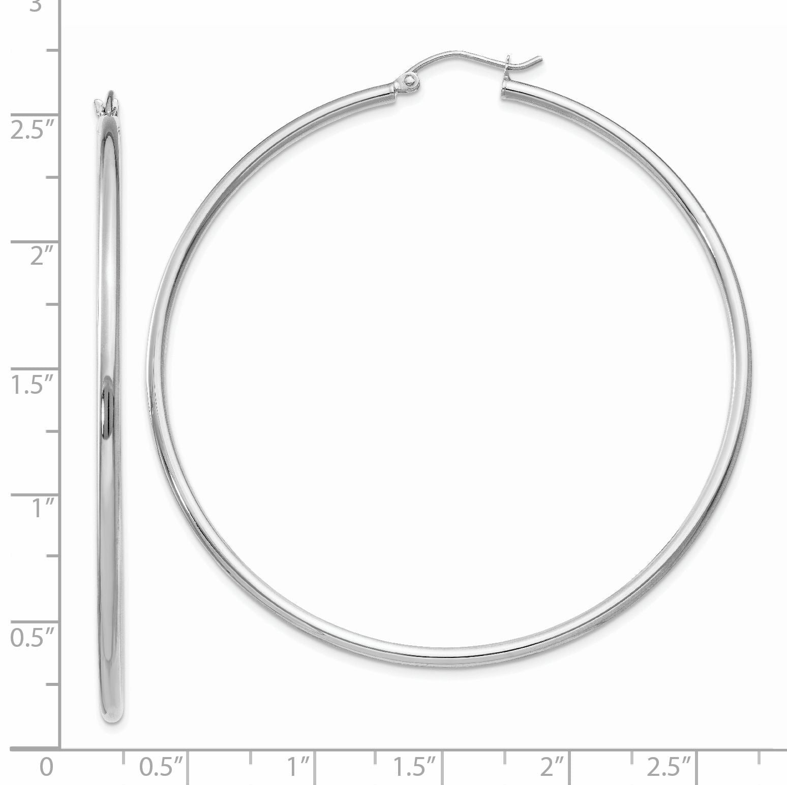 Sophia Jewelers 14K White Gold Polished Lightweight Hoop Earrings 60mm