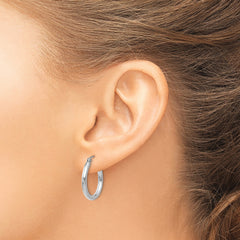 14K White Gold Lightweight Polished Hoop Earrings Elegant 2.5mm Design