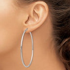 14K White Gold Hoop Earrings with Polished Rhodium Finish