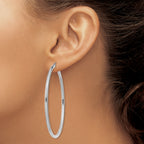Sophia Jewelers 14K White Gold Polished Hoop Earrings Elegant Rhodium Finish