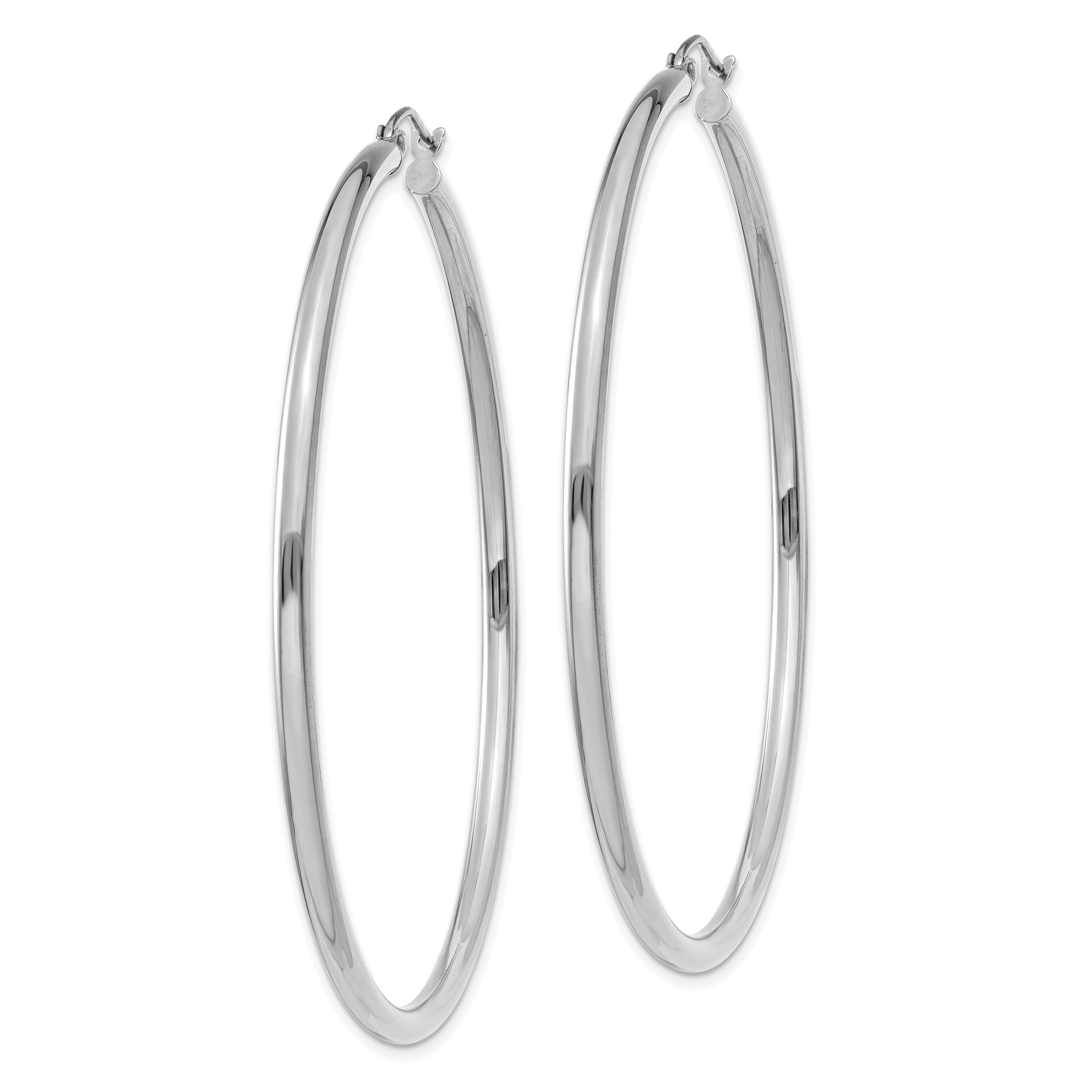 Sophia Jewelers 14K White Gold Lightweight Hoop Earrings with Polished Rhodium Finish