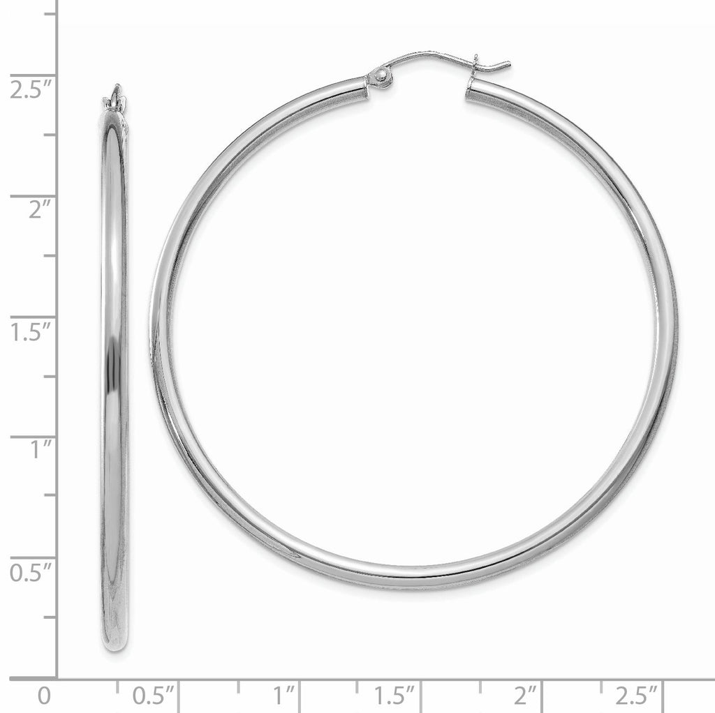 Sophia Jewelers 14K White Gold Polished Hoop Earrings Elegant 2.5mm Design