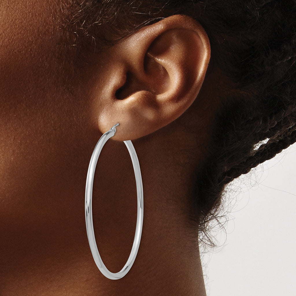 Sophia Jewelers 14K White Gold Polished Lightweight Hoop Earrings