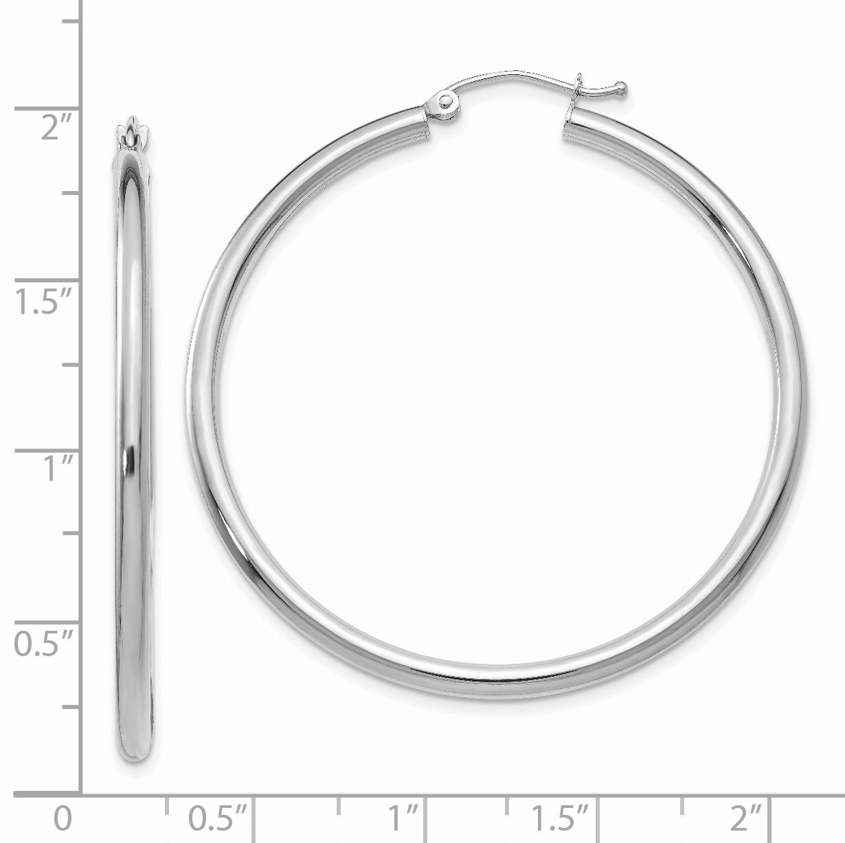 Sophia Jewelers 14K White Gold Polished Hoop Earrings Elegant Rhodium Finish