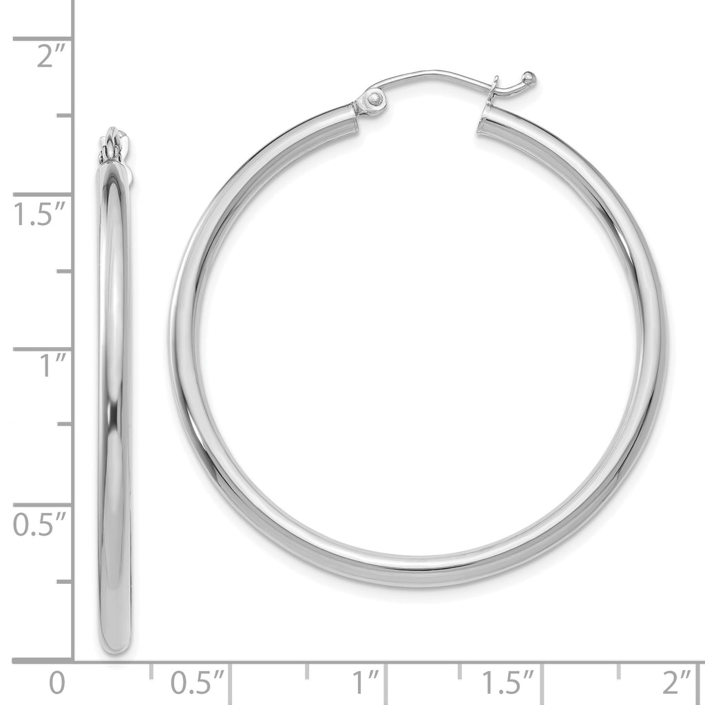 Sophia Jewelers 14K White Gold Hoop Earrings with Polished Rhodium Finish