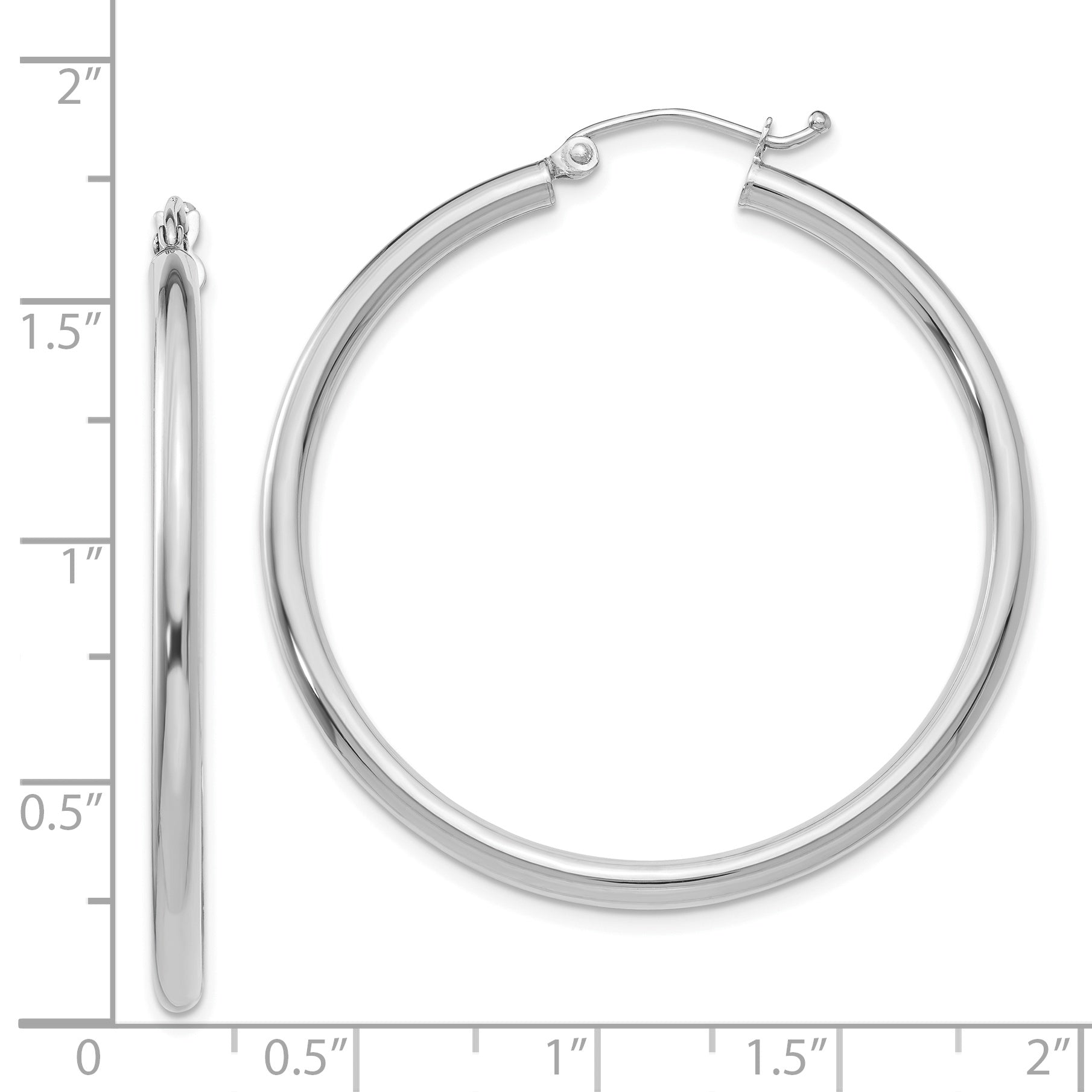 Sophia Jewelers 14K White Gold Hoop Earrings with Polished Rhodium Finish