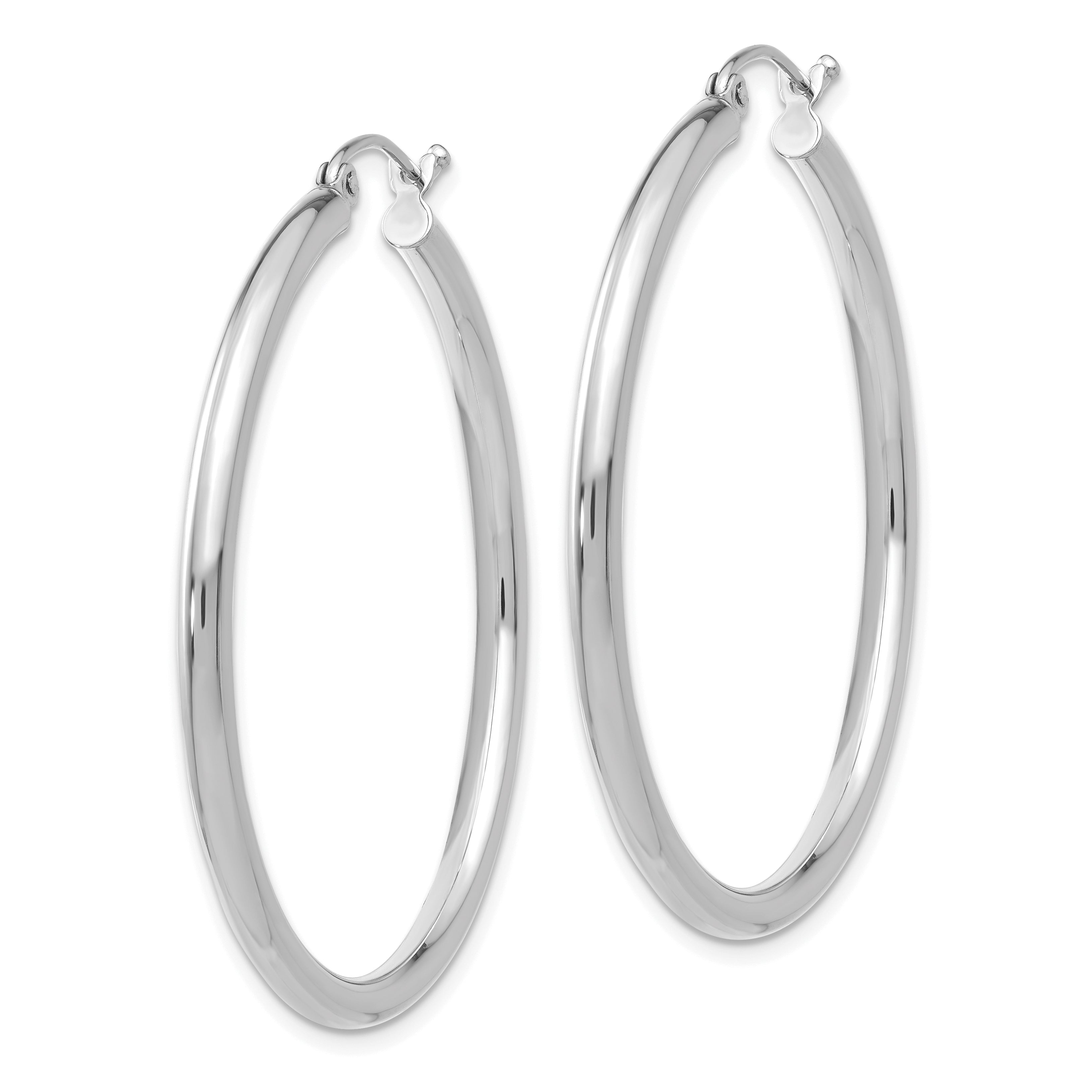Sophia Jewelers 14K White Gold Lightweight Hoop Earrings with Polished Rhodium Finish