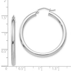 Sophia Jewelers 14K White Gold Polished Hoop Earrings Elegant 3mm Design