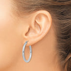 14K White Gold 3mm Polished Tube Hoop Earrings by Sophia Jewelers