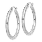 14K White Gold Polished Lightweight Hoop Earrings for Women