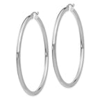 14K White Gold Polished 3mm Tube Hoop Earrings
