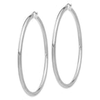 14K White Gold Polished 3mm Tube Hoop Earrings