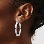 14K White Gold Polished 4mm Tube Hoop Earrings