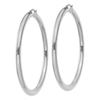 14K White Gold Polished 4mm Lightweight Tube Hoop Earrings