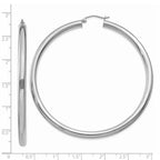14K White Gold Polished 4mm Lightweight Tube Hoop Earrings