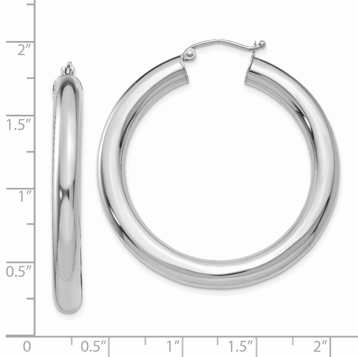 14k White Gold Polished 5mm Lightweight Hoop Earrings
