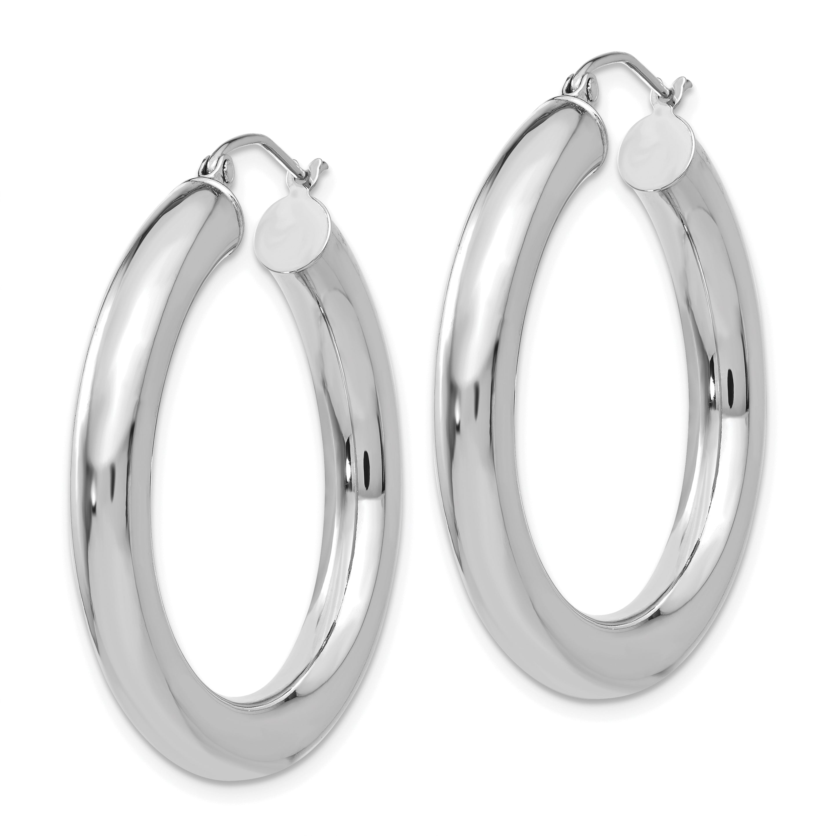 14k White Gold Polished 5mm Tube Hoop Earrings Secondary image