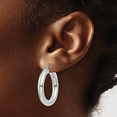 14k White Gold Polished 5mm Lightweight Hoop Earrings