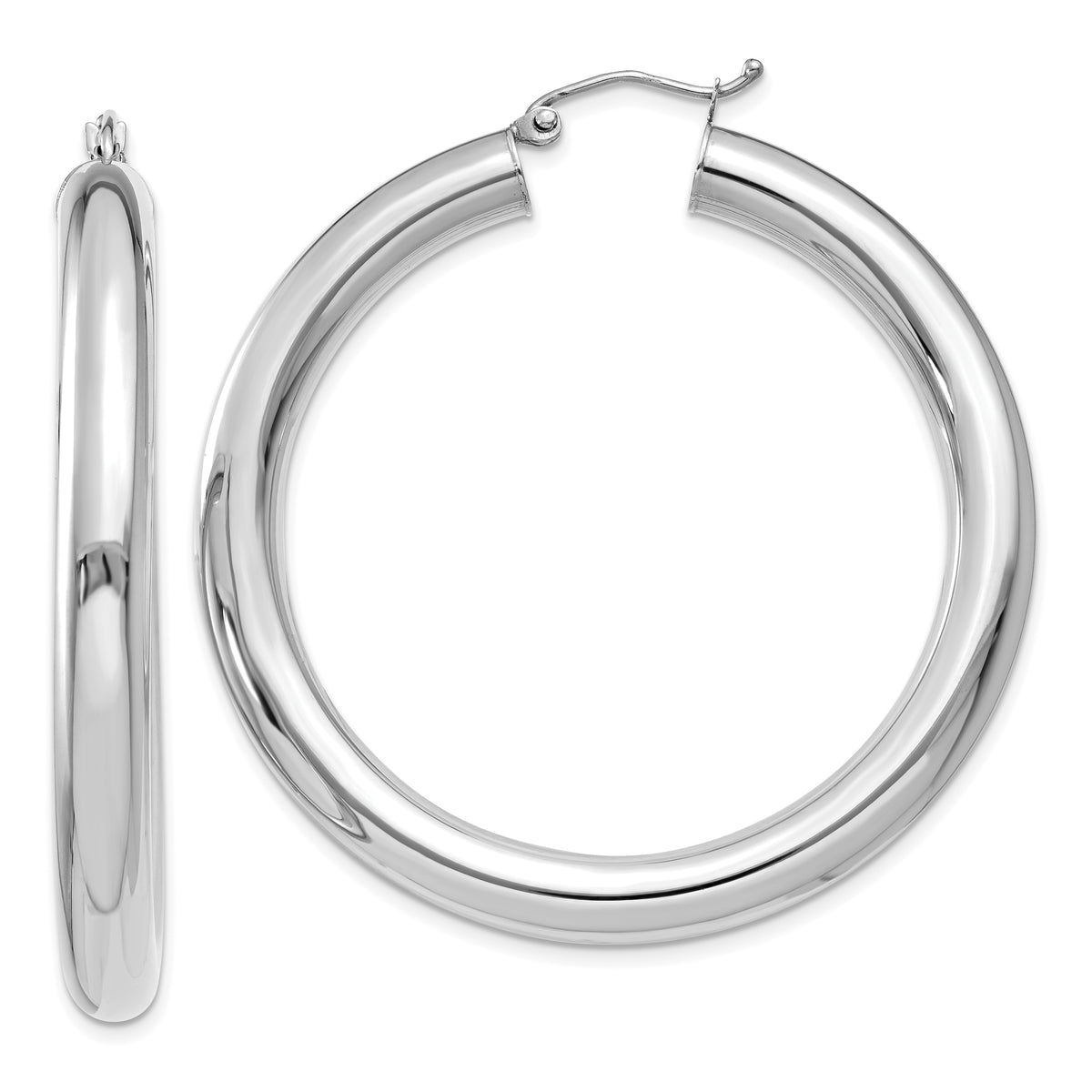 14k White Gold Polished 5mm Tube Hoop Earrings