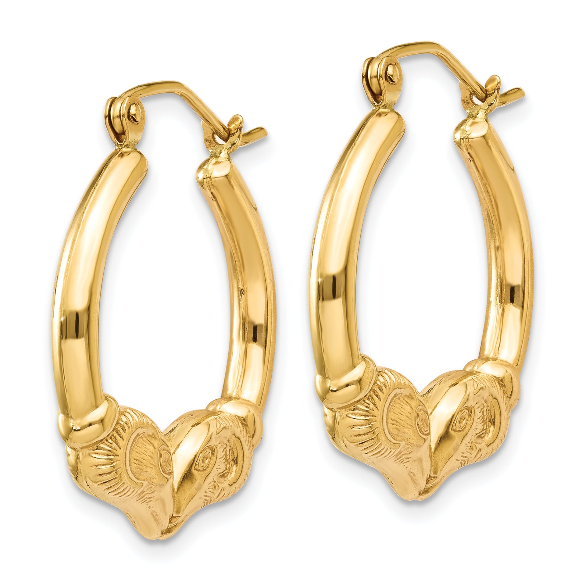 14k Polished Ram Hoop Earrings Secondary image