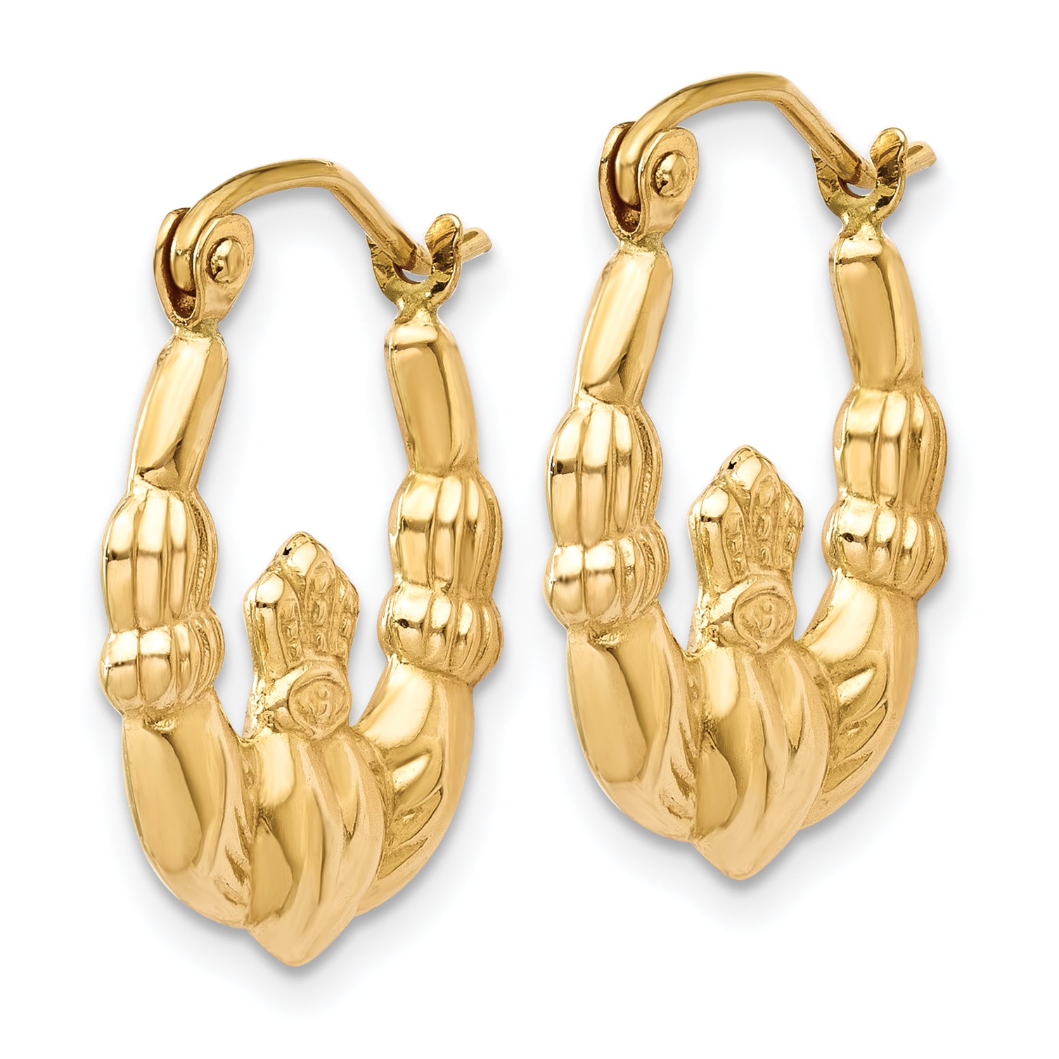 14k Polished Claddagh Hoop Earrings Secondary image