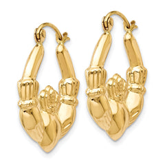 14k Polished Claddagh Hoop Earrings