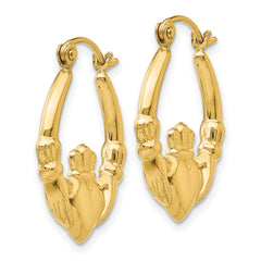 14k Polished Claddagh Hoop Earrings