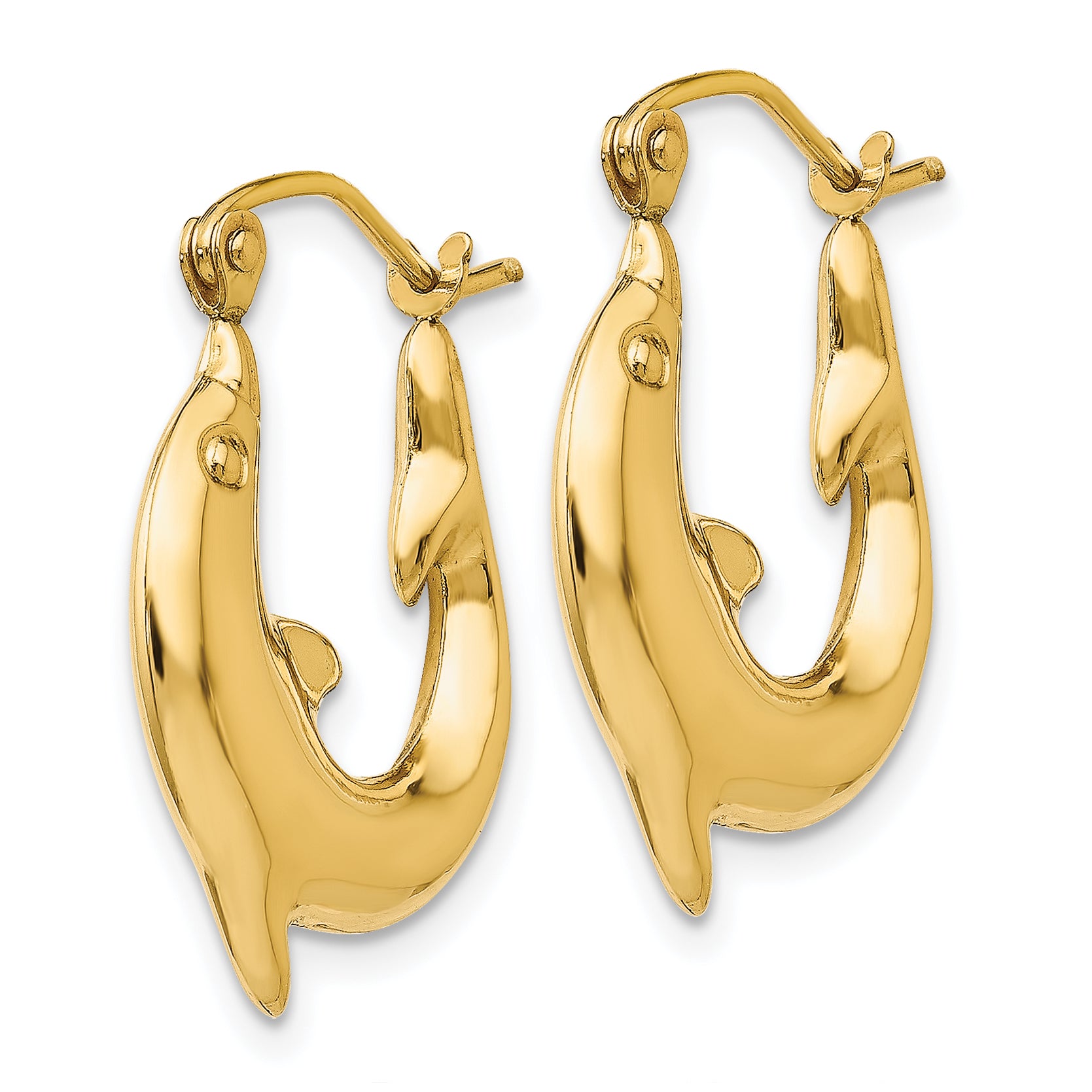 14k Polished Dolphin Hoop Earrings Secondary image