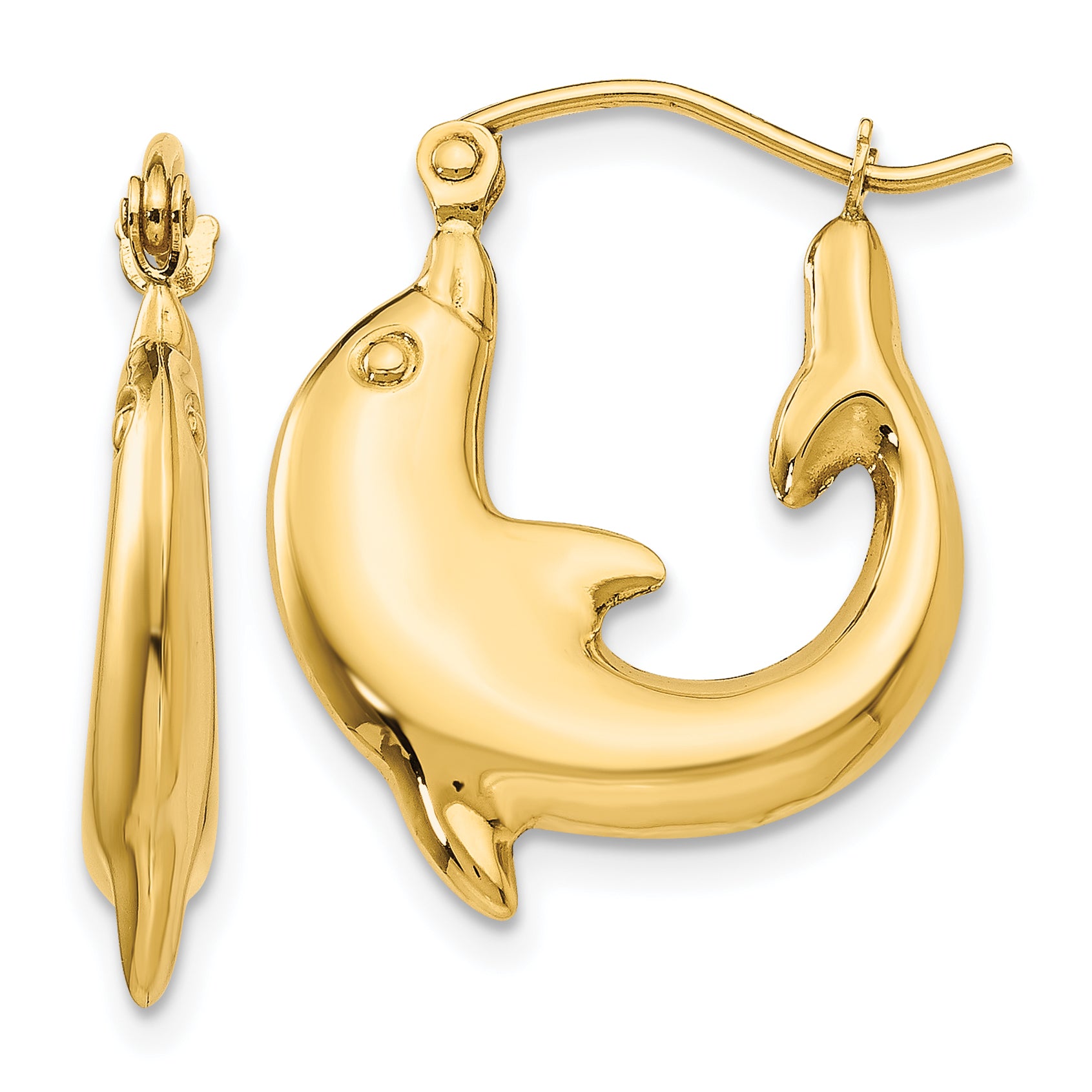 14k Polished Dolphin Hoop Earrings Main image
