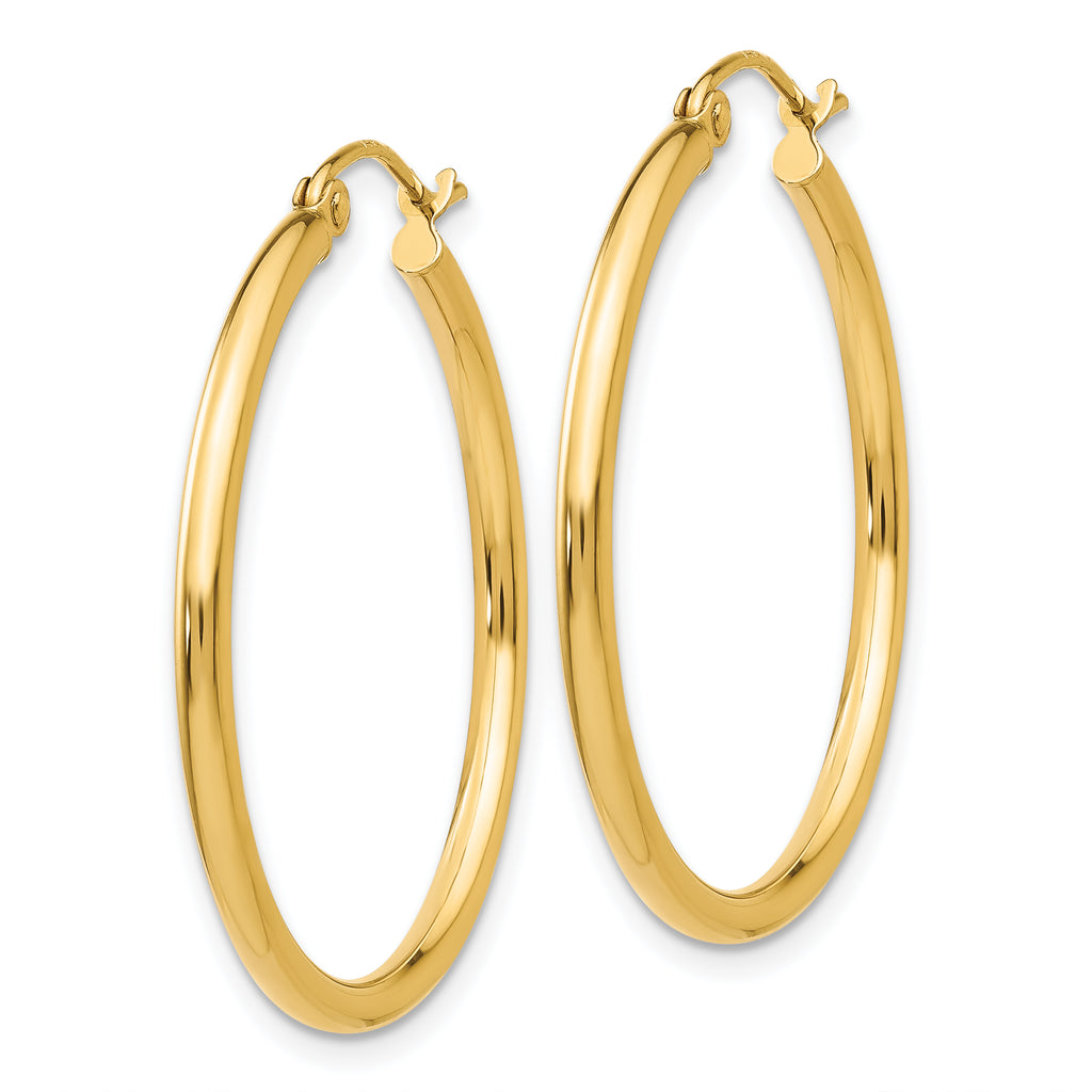 Polished Tube Hoop Earrings in 14K Yellow Gold