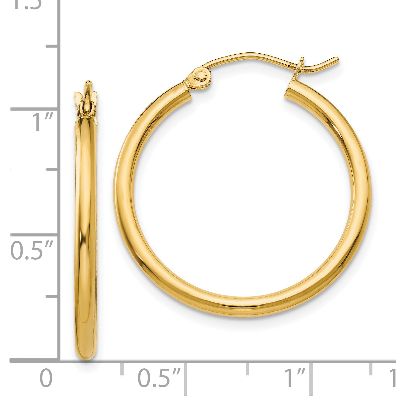 Polished Tube Hoop Earrings in 14K Yellow Gold