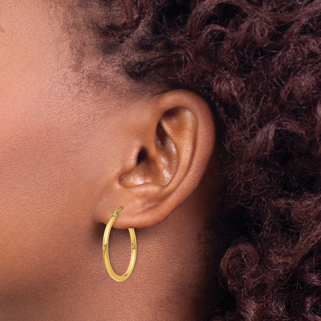 Polished Tube Hoop Earrings in 14K Yellow Gold