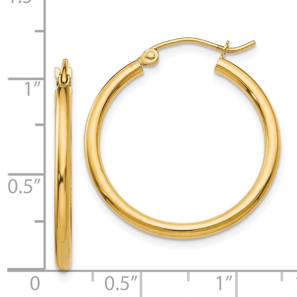 Polished Tube Hoop Earrings in 14K Yellow Gold