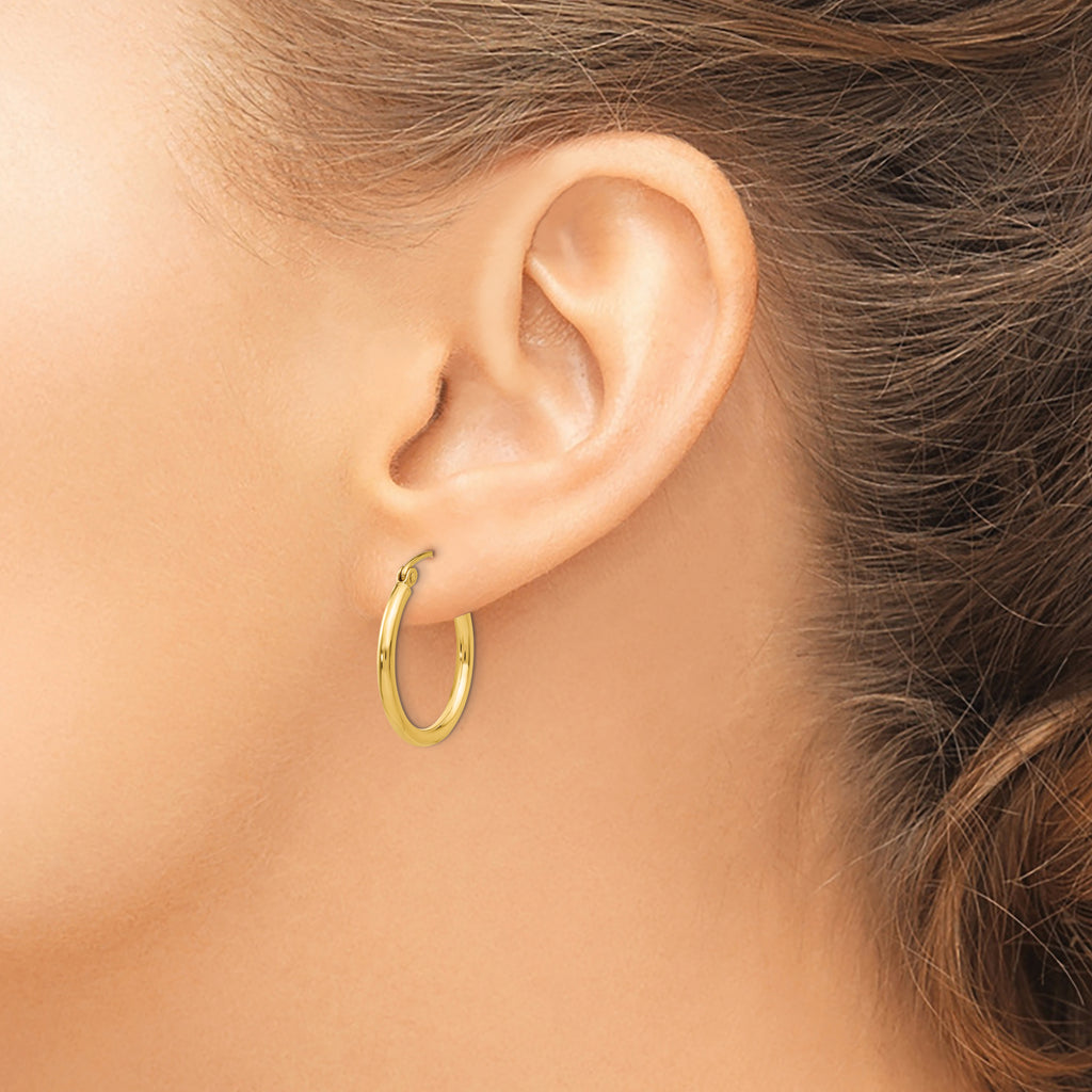 Polished Tube Hoop Earrings in 14K Yellow Gold