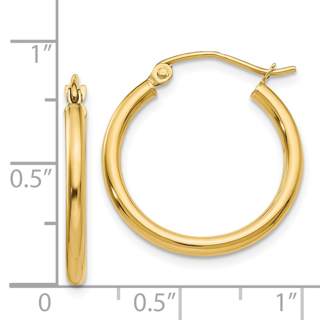 Polished Tube Hoop Earrings in 14K Yellow Gold