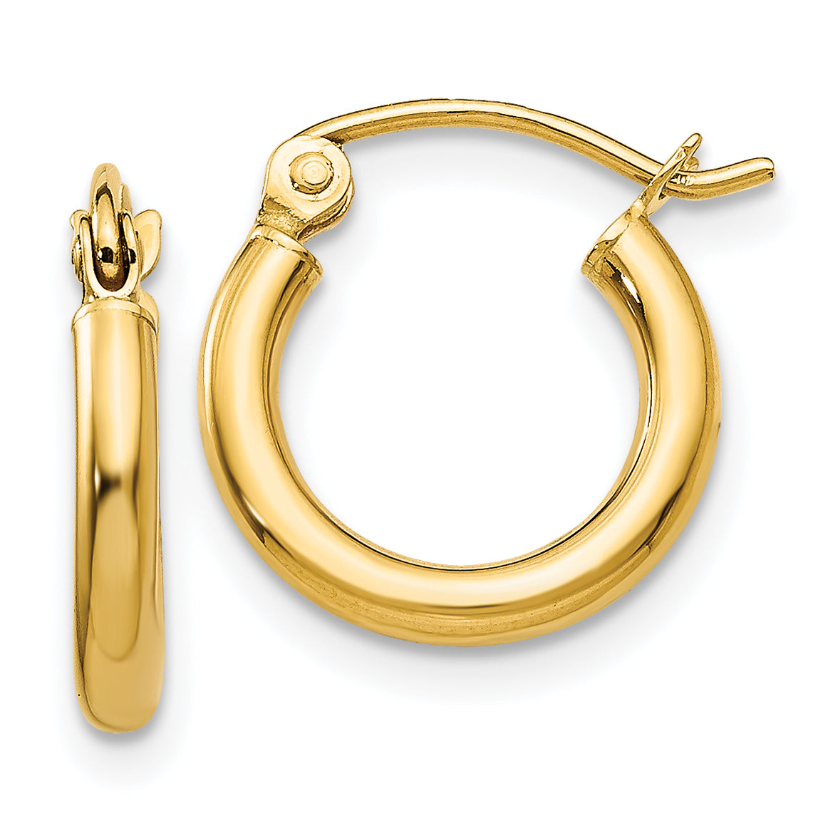 14k Polished 2x12mm Lightweight Tube Hoop Earrings