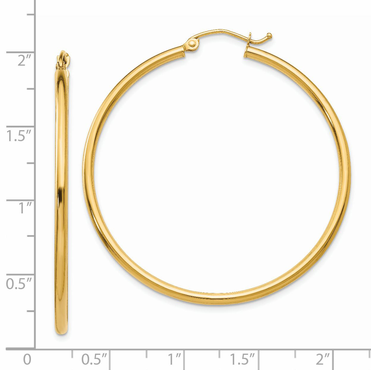 14k Polished 2x45mm Tube Hoop Earrings
