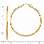 14k Polished 2x45mm Lightweight Tube Hoop Earrings