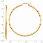14k Polished 2x50mm Tube Hoop Earrings