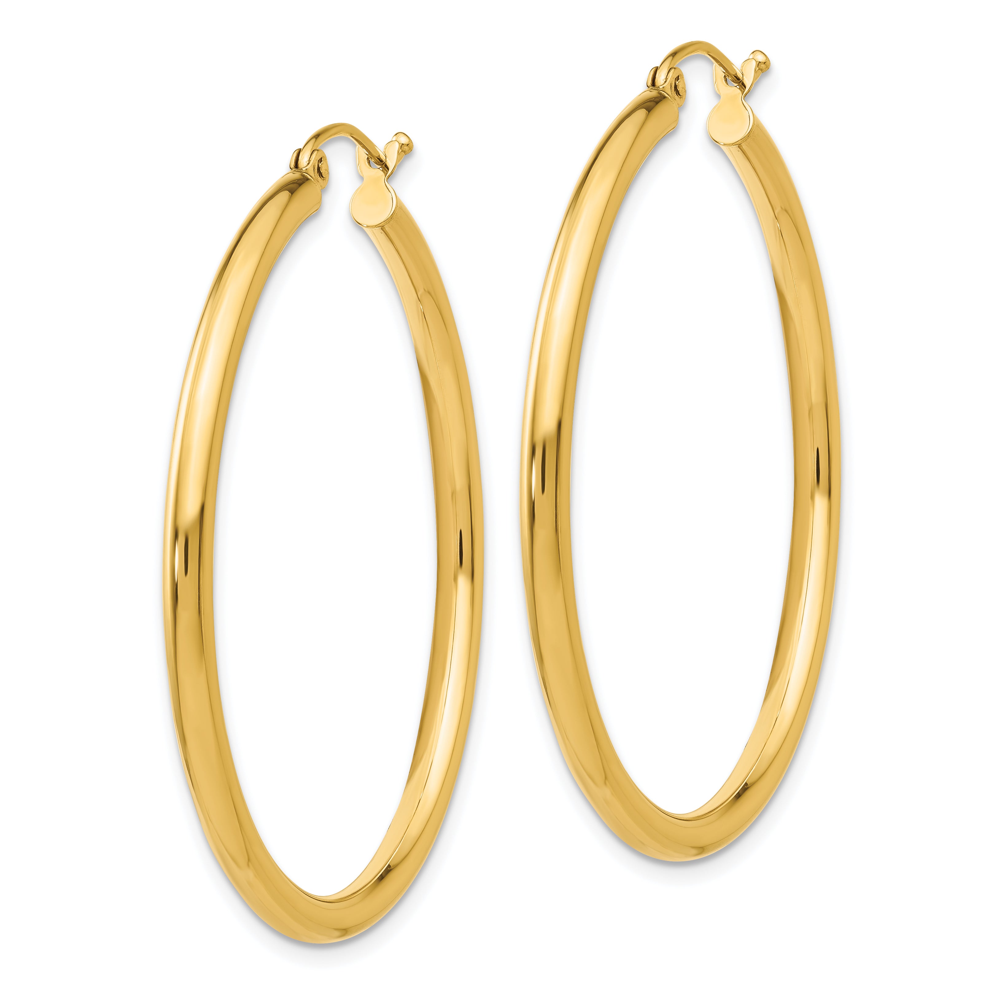 14K Polished 2.5mm Tube Hoop Earrings